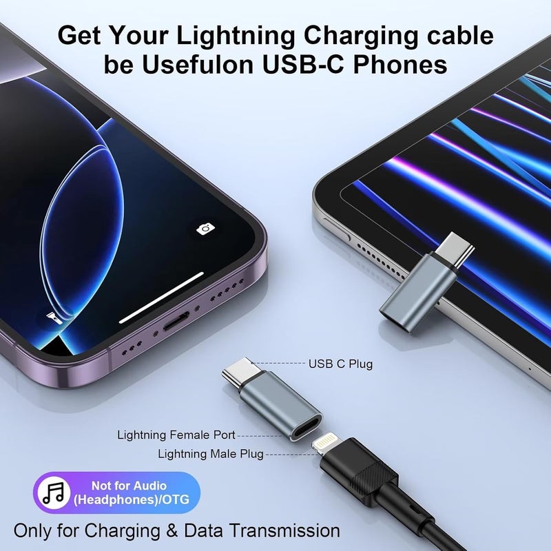 KIPOZI عبوة 2 [معتمدة من Apple MFi] محول Lightning إلى USB C لجهاز iPhone 17/Air/17 Pro/17 Pro Max/16e/16 Pro Max/16 Plus، محول USB Type C إلى Lightning للشحن السريع ومزامنة البيانات، غير مخصص لسماعات الرأس/الصوت/OTG - Image 3